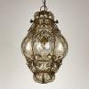 Venetian Murano Caged Glass Pendant Lamp, Italy 1940s