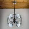 Chrome and Glass Lens Chandelier by Oscar Torlasco Italy 1960s