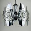 Chrome and Glass Lens Chandelier by Oscar Torlasco Italy 1960s