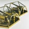 Hexagonal Gold Brass and Crystal Sconces, 1960s, Set of 2