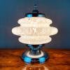 Mid-century white murano glass mushroom table lamp Mazzega Italy 1960s