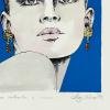 Limited edition lithograph Girl's head, Hand painted 33/100, Italy, 1977