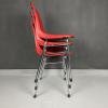 Mid-century red plastic chair Grosfillex France 1980s Set of 3