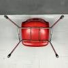 Mid-century red plastic chair Grosfillex France 1980s Set of 3