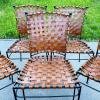 Set of 5 metal leather dining chairs Italy 1970s