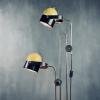 Mid-century yellow black metal floor lamp Yugoslavia 1970s space age atomic