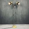 Mid-century yellow black metal floor lamp Yugoslavia 1970s space age atomic