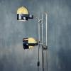 Mid-century yellow black metal floor lamp Yugoslavia 1970s space age atomic