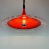 Mid-century red plastic pendant lamp Albatros Meblo Yugoslavia 1970s Space age atomic