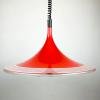 Mid-century red plastic pendant lamp Albatros Meblo Yugoslavia 1970s Space age atomic