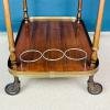 Vintage serving bar cart Italy 70s Mid-century drink table Wood Brass trolley bar Brass Bar Wagon Drinks Trolley