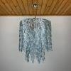 Mid-century large ice murano glass chandelier by Venini Italy 1980s