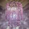 Mid-century large ice murano glass chandelier by Venini Italy 1980s