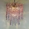 Mid-century large ice murano glass chandelier by Venini Italy 1980s