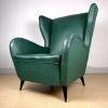 Armchair of Paolo Buffa Italy 1950s Green leather design chair