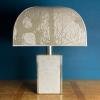 Travertine marble table lamp Italy 1970s Mid-century Modern Italian lighting