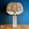 Travertine marble table lamp Italy 1970s Mid-century Modern Italian lighting