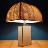 Travertine marble table lamp Italy 1970s Mid-century Modern Italian lighting