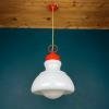 Mid-century opaline white glass hanging lamp Italy 1960s Art deco Italian modern