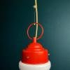 Mid-century opaline white glass hanging lamp Italy 1960s Art deco Italian modern