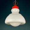 Mid-century opaline white glass hanging lamp Italy 1960s Art deco Italian modern