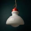 Mid-century opaline white glass hanging lamp Italy 1960s Art deco Italian modern