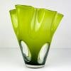 Green murano glass vase Fazzoletto Italy 1980s