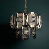 Chrome and Glass Lens Chandelier by Oscar Torlasco Italy 1960s