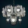 Chrome and Glass Lens Chandelier by Oscar Torlasco Italy 1960s