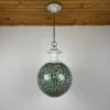 Green murano pendant lamp Italy 1970s Italian mid-century modern lighting