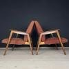 Pair of Red-Brown Mid-Century Armchairs Yugoslavia 1960s