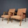 Pair of Red-Brown Mid-Century Armchairs Yugoslavia 1960s